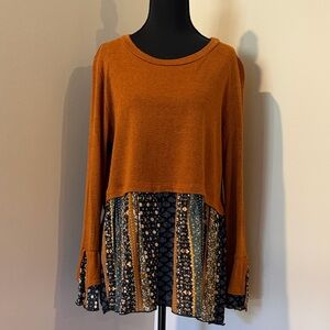 Chic Women's Rust and Black Layered Blouse